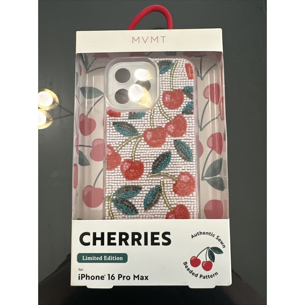 MVMT Cherries iPhone 16 Pro Max Case Red White Beaded Limited Edition NEW